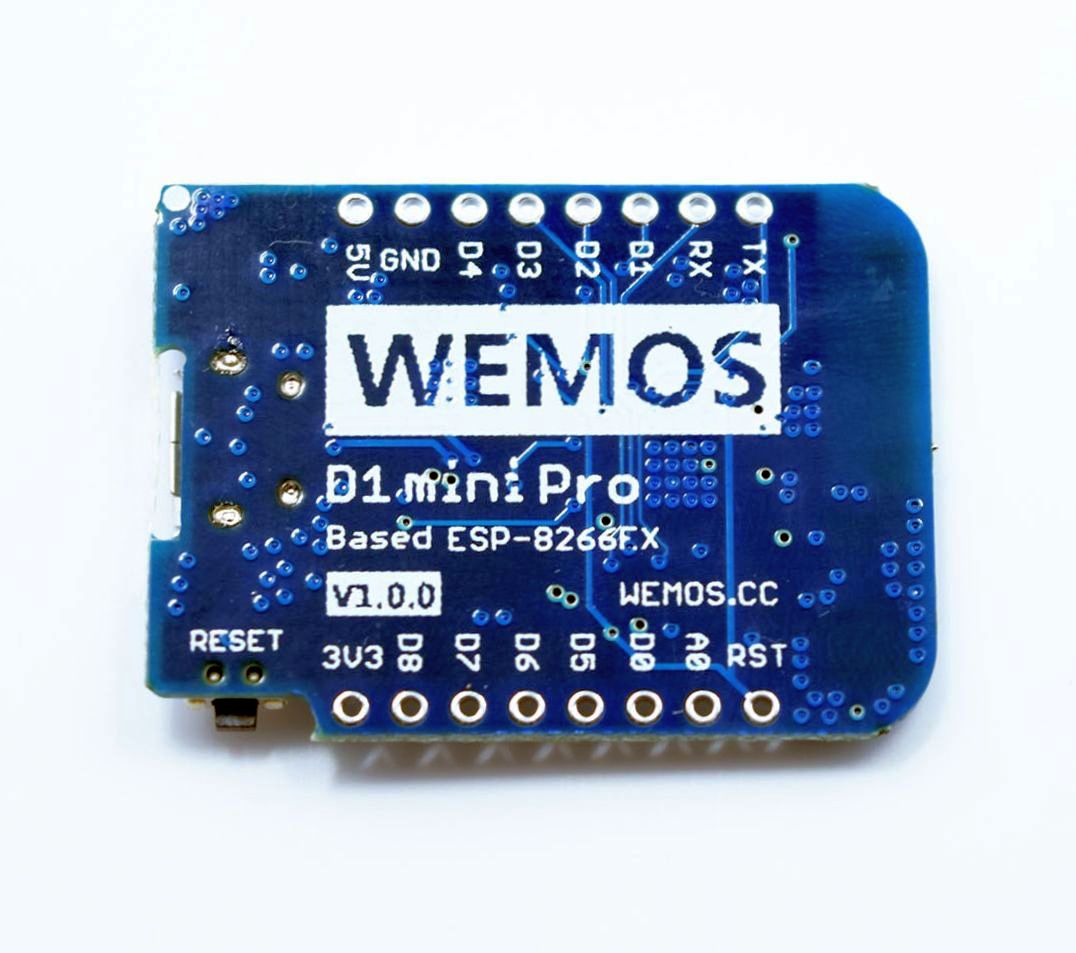 WEMOS D1 mini Board Pro 16MB onderkant